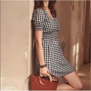 Sezane Sixtine Dress Vichy Noir/blanc - Size 36